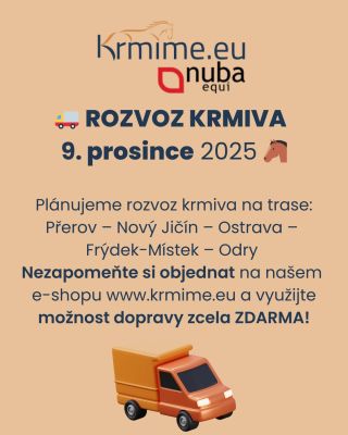 🔥Poslední rozvoz v roce 2025🔥 Vážení zákazníci, plánujeme rozvoz krmiva na trase Přerov – Nový Jičín – Ostrava –...